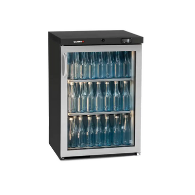 Maxiglass Bottle Cooler with Glass Door and Stainless Steel trim and Anthracite body - Left opening